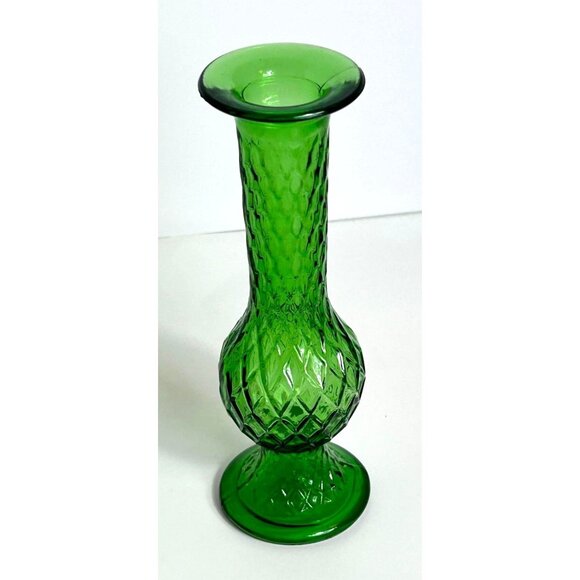 Vintage E.O. Brody Co Green Glass Vase Textured Design 7.5" Tall USA Made - Picture 1 of 5